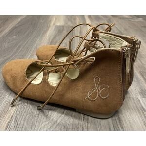 Sam Edelman Felicia Stella Girls Size 3 Grey High Top Ballet Flat Shoes Lace Up